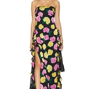 For Love & Lemons - Floral Strapless Maxi Dress